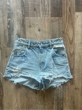 ROLLA'S Light Wash High-Waist Dusters Denim Shorts
